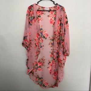 Pink Floral Kimono/Cardigan